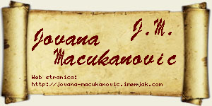 Jovana Mačukanović vizit kartica